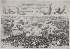 Battle scene: forces led by William of Orange crossing the Gete River to attack the Duke of Alba's army, from 'De Bello Belgico'