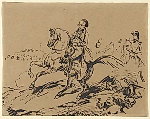 Battlefield with Soldier on Horseback (Napoleon?)