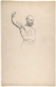 Bearded, bare-chested male figure, study for "The Horse Fair"