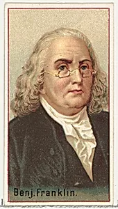 Benjamin Franklin, printer's sample for the World's Inventors souvenir album (A25) for Allen & Ginter Cigarettes by Allen & Ginter