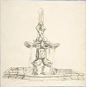 Bernini's Fountain of "Il Tritone," Piazza Barberini, Rome by Giovanni Larciani ("Master of the Kress Landscapes")