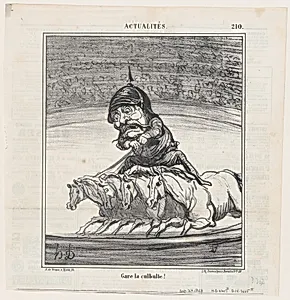 Beware of the fall!, from 'News of the day,' published in Le Charivari, September 24, 1868 by Honoré Daumier|Arnaud de Vresse|Destouches