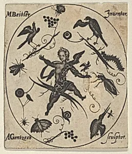 Blackwork Design for Goldsmithwork with a Putto, Birds and Insects by Mathais Beitler|Andreas Gentzsch