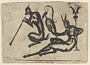 Blackwork Design for Goldsmithwork with Satyr and Monkey by Mathais Beitler