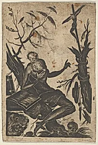 Blackwork Design with Saint Jerome