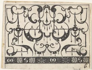 Blackwork Print with an All-Over Schweifwerk Pattern