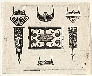 Blackwork Print with Nine Motifs