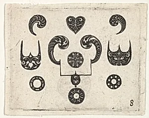 Blackwork Print with Various Motifs