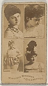 Blanche Thornton/ Clara Davenport/ Florence Baker, Corsair Co./ Maud Waldemere, Corsair Co., from the Actors and Actresses series (N45, Type 4) for Virginia Brights Cigarettes by Allen & Ginter