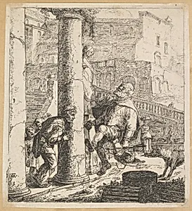 Blind Beggar Bumping A Pillar