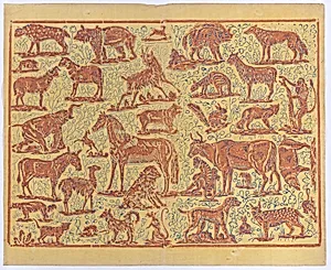 Book cover with overall pattern of animals by Anonymous