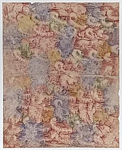 Book cover with purple, green, red, and yellow pattern by Anonymous