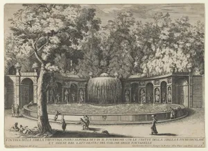 Book IV, plate 7: the fountain of the Tiburtine sibyl in the garden at Villa d'Este, Tivoli, from the series 'The fountains of the Este garden in Tivoli' (Le fontane del Giardino Estense in Tivoli)