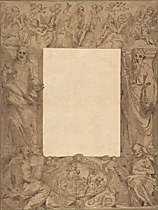 Border Design with Saints by Anonymous, Italian, 17th century