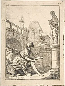 Boy Sketching Ruins