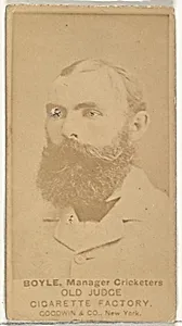 Boyle, Manager of the Cricketers, from the Celebrities and Prizefighters series (N174) for Old Judge Cigarettes by Goodwin & Company
