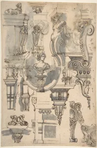Brackets, Caryatids and other Architectural Details (recto and verso)