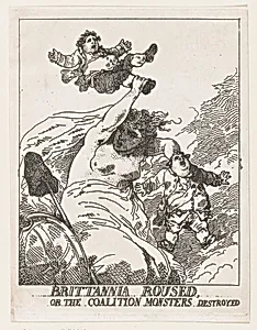 Britannia Roused, or the Coalition Monsters Destroyed by Thomas Rowlandson|Frederick North, 2nd Earl of Guilford|Charles James Fox