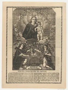 Broadsheet relating to Our Lady of Refuge with prayer