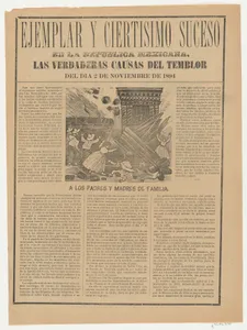 Broadsheet relating to the causes of the earthquake on 2 November 1894