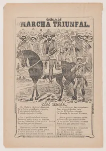 Broadsheet relating to the triumphal march of Francisco Madero, a corrida (ballad) in the bottom section