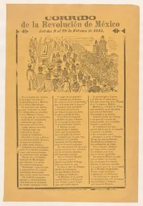 Broadsheet with a corrido (ballad) relating to the Mexican Revolution in the days 9-19 February 1913