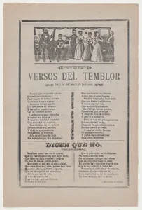 Broadsheet with songs relating to the earthquake that occurred on March 26, 1908