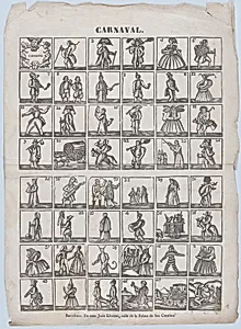 Broadside with 48 figures from carnival