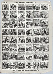 Broadside with 48 scenes depicting memorable events in Spain until 1840 by José María Marés