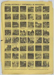 Broadside with 48 scenes depicting miracles and scenes associated by Monserrat (Barcelona)