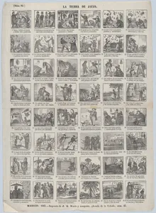 Broadside with 48 scenes depicting the land of Jauja
