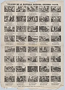 Broadside with 48 scenes illustrating passages of holy scripture (Part II) by José María Marés