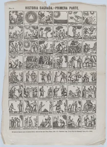 Broadside with 48 scenes illustrating passages of holy scripture (Part I)