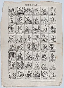 Broadside with 48 scenes of the museum of animals