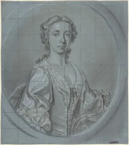 Bust-Length Portrait Study of a Young Woman with a Striped Shawl