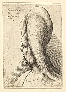 Bust of a deformed old woman with one tooth, facing left by Leonardo da Vinci|Wenceslaus Hollar