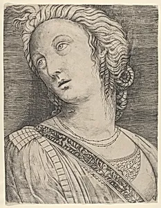 Bust of a woman with her head turned to the left