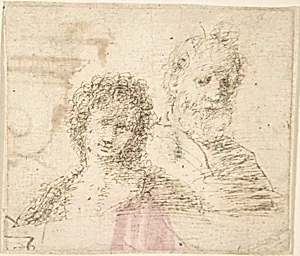 Busts of a Young Woman and an Old Bearded Man