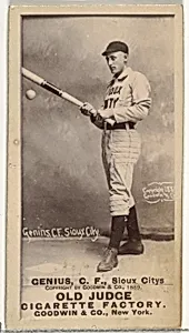 C. Frank Genins, Center Field, Sioux City Corn Huskers, from the Old Judge series (N172) for Old Judge Cigarettes by Goodwin & Company