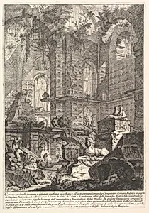 Camera sepolcrale inventata e disegnata conforme al costume, e all'antica magnificenza degl'Imperatori Romani... (Imaginary sepulcral chamber designed according to the fashion and ancient magnficence of the Roman Emperors...), from "Prima Parte di Architettura, e Prospettive" by Giovanni Battista Piranesi