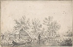 Canal Landscape with a Fisherman