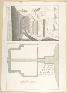 Canalization of the Mouth of the Sasso Vino into the Lake of Castel Gandolfo: Perspective and Plan