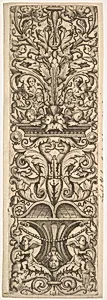 Candelabra Grotesque with Heads of Dolphins and Dragons in the Center by Lambrecht Hopfer