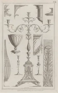 Candelabra, Vessels and Ornament, nos. 358–369, plate 54 from "Designs for Various Ornaments"
