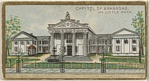 Capitol of Arkansas in Little Rock, from the General Government and State Capitol Buildings series (N14) for Allen & Ginter Cigarettes Brands by Allen & Ginter|The Gast Lithograph & Engraving Company