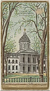 Capitol of New Hampshire in Concord, from the General Government and State Capitol Buildings series (N14) for Allen & Ginter Cigarettes Brands by Allen & Ginter|The Gast Lithograph & Engraving Company