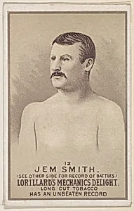 Card 12, Jem Smith, from the Prizefighters series (N269) issued by P. Lorillard Company to promote Mechanics Delight Long Cut Tobacco by P. Lorillard Company|Ballin & Liebler Lithography