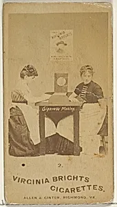 Card 2, from the series, Cigarette Making Girls (N46) for Virginia Brights Cigarettes by Allen & Ginter