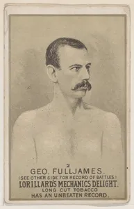 Card 2, George Fulljames, from the Prizefighters series (N269) issued by P. Lorillard Company to promote Mechanics Delight Long Cut Tobacco