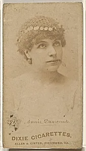 Card 291, Annie Danscomb, from the Actors and Actresses series (N45, Type 1) for Virginia Brights Cigarettes by Allen & Ginter